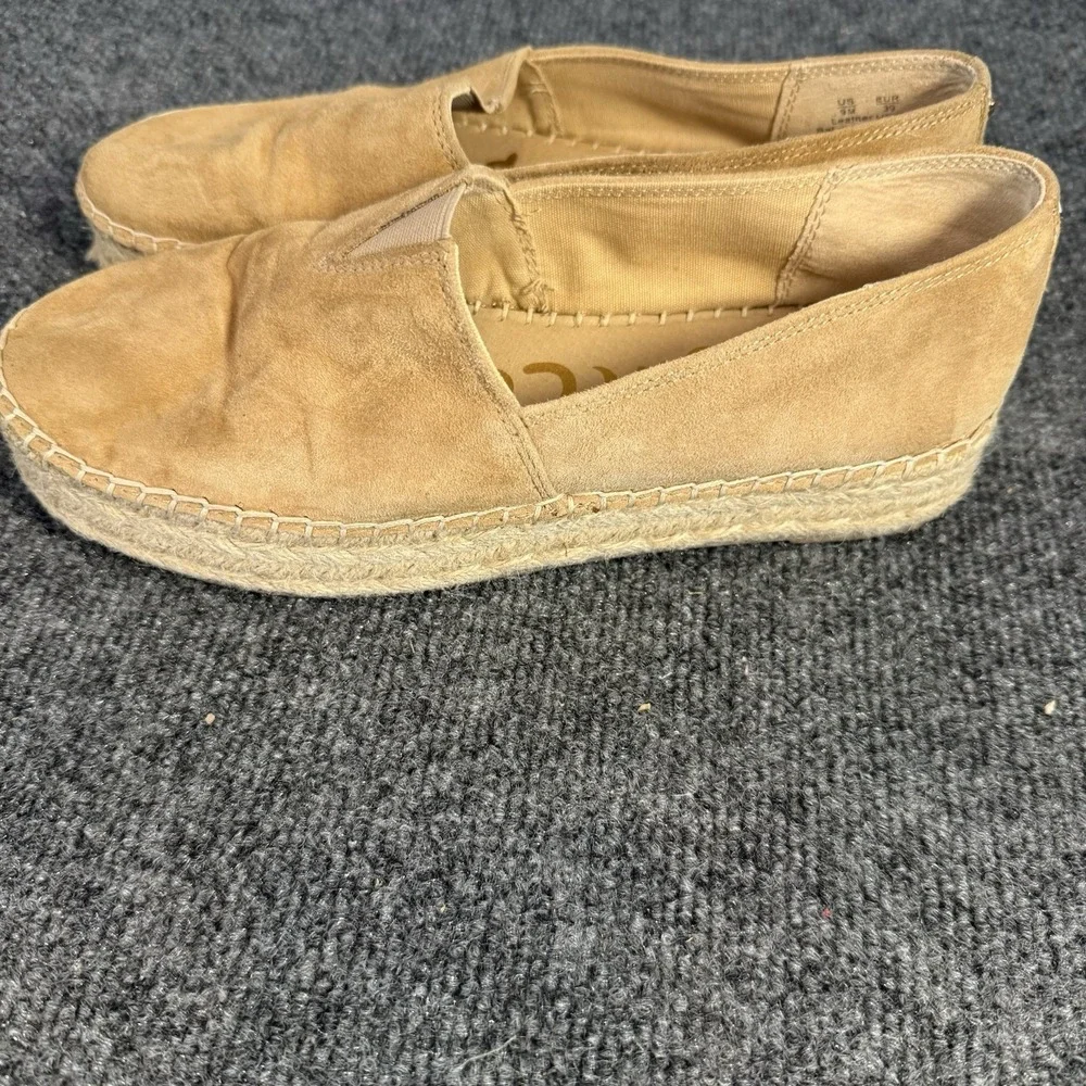 Sam Edelman Khloe Espadrille Flats Womens 8 Tan Suede Slip On Casual Shoes